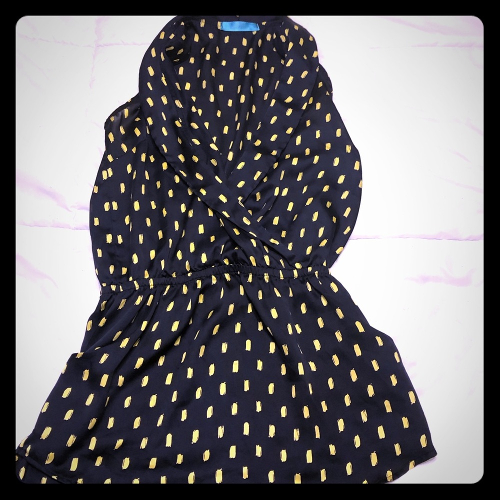 Navy & yellow blouse/tunic. Pockets. Francescas.
